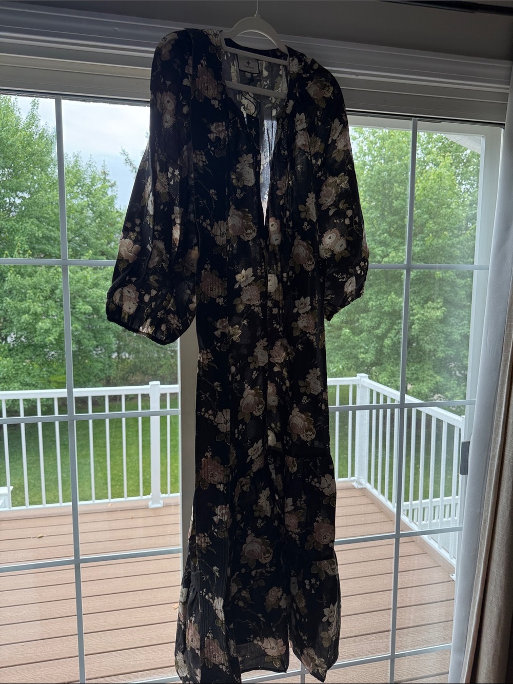 Tuckernuck Black Floral Dress with Tie Waist - Picture 3 of 4